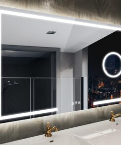 STARLEAD Badspiegel mit Beleuchtung 5X Vergrößerung 120x70cm HD Hartglas Entfogung LED IP44 Einstellbare Helligkeit 3 Li