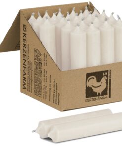 Stabkerzen Creme - Unparfümierte RAL-Zertifizierte Tafelkerzen Elfenbein - Kerzenfarm Hahn - 25 Stück 100 x 22 mm durchg