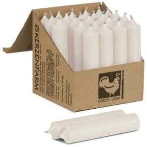 Stabkerzen Creme - Unparfümierte RAL-Zertifizierte Tafelkerzen Elfenbein - Kerzenfarm Hahn - 25 Stück 100 x 22 mm durchg