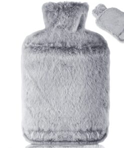 ClimeCo Certified BOLEi Groß Wärmflasche 2L Grau - Auslaufsicher mit Weichem Bezug und Känguru-Tasche für Männer und Fra