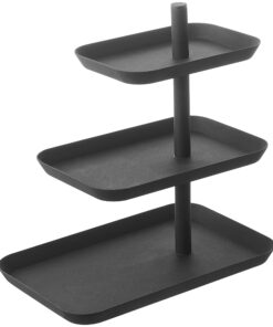 Yamazaki 4281 TOWER Etagere Minimalistisches Design 3 Ebenen schwarz Stahl 24,7 x 15,7 x 25,7 cm
