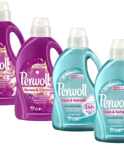 Perwoll Waschmittel Großpackung 4er Mix (2x Blütenrausch, 2x Care&Refresh) - 4x24 Waschladungen für Haushalte mit Großer
