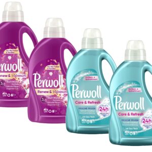 Perwoll Waschmittel Großpackung 4er Mix (2x Blütenrausch, 2x Care&Refresh) - 4x24 Waschladungen für Haushalte mit Großer