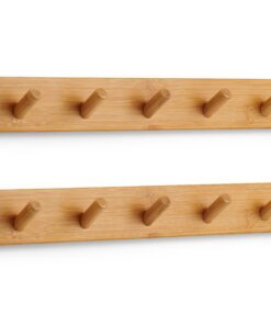 LARHN Garderobenhaken Holz - Wandhaken mit 5 Haken für Kleider - 43 cm - Flur, Garderobe, Schlafzimmer und Bad