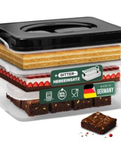 Novaliv Kuchen-Transportbox mit Sicherheitsverschluss - Partystärke für Köche und Veranstalter (Rechteckig 40 x 30 cm)