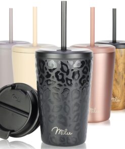 Milu Thermobecher 400ml - 100% Auslaufsicher - Edelstahl Kaffeebecher to go isoliert hält 10h heiß / 20h kalt, BPA-frei