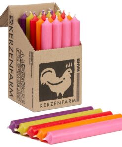 Kerzenfarm Hahn Stabkerzen Bunt Kerzenset 25 Stück für romantische Garten-extravaganzen | Kerzenfarm Hahn Stabkerzen Bu