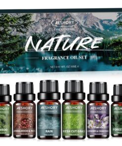 AESHORY natürlich Ätherische Öle Set für Diffuser - Bambus, Regen, Wald Kiefer, Sandelholz & Rose, Lavendel & Kamille -
