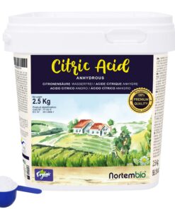 Nortembio Zitronensäure Konzentrat 2,5 kg – Reinheit für den Haushalt – Ohne Gentechnik – E-Book incl.