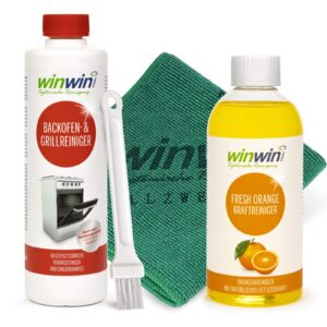 WinwinCLEAN FRESHEST Orange Reiniger 500ml + Backofenreiniger 500ml + Pfeil Bürste + Universal Tuch