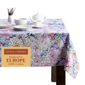 Maison d' Hermine Floral Love 100% Baumwoll Tischdecke für Küche und Buffet | Dekoration | Partys | Hochzeiten | Sommer