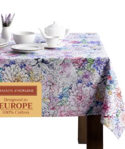 Maison d' Hermine Floral Love 100% Baumwoll Tischdecke für Küche und Buffet | Dekoration | Partys | Hochzeiten | Sommer