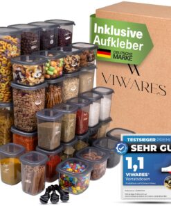 Luftdichte Vorratsdosen 36er Set - Für Küche Gewürze Müsli Mehl Aufbewahrung