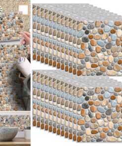 Yueser 24 Stuck Wasserdichte Fleisaufkleber für Küche und Badezimmer | Yueser 20 x 20cm Wasserdichte Fleisaufkleber dek