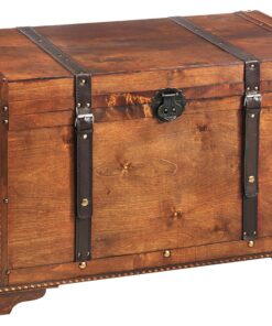 Kobolo KEEPER Braun Große Holztruhe | Wohnzimmer Dekoration | 80x45x50 cmavec Kunstlederverschluss |Vintage Look | für W