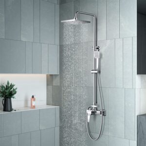 KOMIRO Duschset mit Armaturen - verstellbare Brausestange und Regendusche für Badefreunde