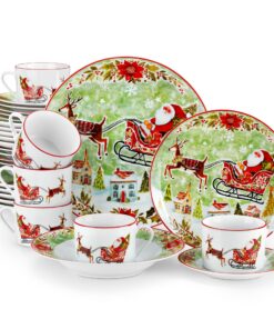VEWEET Serie XMAS - 30-teiliges Porzellan Weihnachtsgeschirr Set für 6 Personen