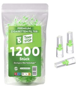 Premium Zigarettenfilter Aufsatz, 1200 Mikrofilter, 8mm, für Fertig- & Selbstgedrehte, Wiederverwertbar