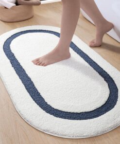 DEXI Rutschfeste Badezimmerteppich 61 x 110 cm, weicher Maschinenwaschbar, Blau OEKO-TEX STANDARD 100 DEXI Saugfähige B
