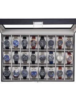 ProCase Uhrenbox mit 24 Fächern Premium Aufbewahrung Schwarz