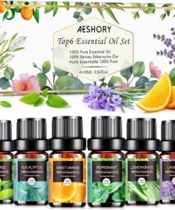 AESHORY Ätherische Öle Set für Diffuser - Lavendel, Minze, Teebaum, Süßorange, Eukalyptus - Geschenkset für Aromatherapi