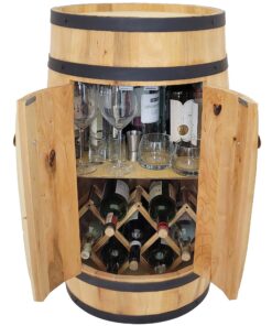 Weeco Weinregal - Holzfass mit Weinhalter für Hausbar. Perfekt für Wohnzimmer und Barel bar. 80x50cm.