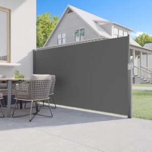UNIONLINE Ausziehbarer Sichtschutz Sonnenschutz für Garten Balkon & Terrasse (Dunkelgrau, 3,5×1,6m)