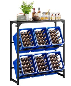 Getränkekistenregal YD-YLJ003B - Flaschenkastenregal zur Küchen-Innen-deko, 100x33x112 cm, freistehend für Wohnzimmer un