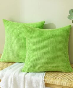 EMEMA Fruchtgrüne Dekorative Kissenbezüge für Couch und Sofa 2er Set 40x40 cm Wohnzimmer