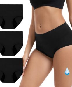 INNERSY Periodenunterschwäsche Starke Blutung Bambus High Waist für Frauen - SOPHISTIZIERT & BEHEIZEND, 3er Pack, OEKO-