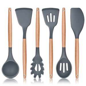 Herogo Küchenhelfer Set - Hitzebeständige Silikon Utensilien für Märchenküche | Herogo Kochbesteck Set - Holzgriff und