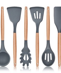 Herogo Küchenhelfer Set - Hitzebeständige Silikon Utensilien für Märchenküche | Herogo Kochbesteck Set - Holzgriff und