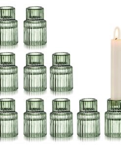 Glasseam Glas Stabkerzen Kerzenständer Grün 10er Set Weihnachten Hochzeit