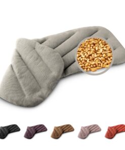 LESCHI XXL Warmkissen für Mikrowelle - 100% Bio Baumwolle und Bio Weizen, 8-Kammer-Körnerkissen, ideal für Rücken- und S