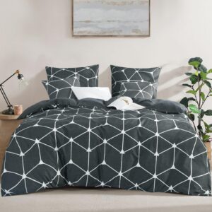 RUIKASI Bettwäsche - Weich & Bügelfrei - Anthrazit 220x240 - Geometrie Muster - Bettbezug 220x240 OEKO-TEX Standard 100