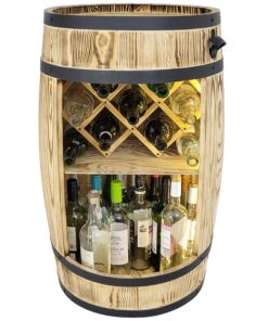 weeco Weinregal Holz mit LED Leuchten Holzfass 80x50cm