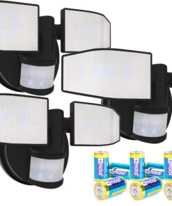 Northpoint Batterie LED Strahler Schwarz 3er-Set Spritzwassergeschützt Bewegungsmelder