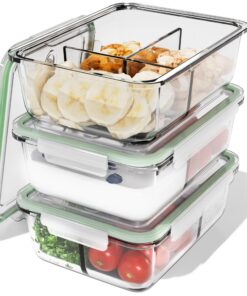 Kleinformatige Glasspülen C-FHDM 4021 G | 3er Set | geeignet für Meal Prep | Spülmaschine, Mikrowelle, Ofen | Frischhalt