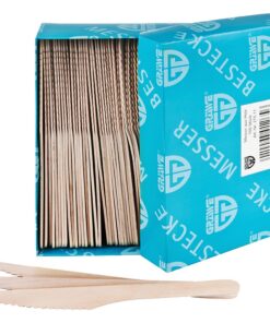 GRÄWE Einwegbesteck Holzmesser, 100 Stück, umweltfreundliches Holzbesteck mit biologischer Abbaulizenz