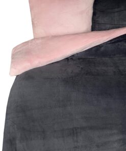 Leonardo Vicenti Teddy Plüsch Bettwäsche kuschelig warm für Winter Rosa Anthrazit 135x200 cm 2 TLG