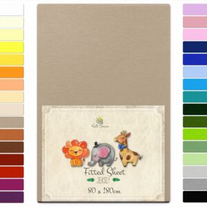 Soft Dream Spannbettlaken - Baumwolljersey - Kinderbett - OekoTex - Made in EU - 100% gekämmte Baumwolle - Cappuccino -
