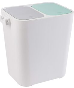 ONVAYA® Mülltrennsystem Tom | Mehrfachmülltrennung | Cremeweiß Mülleimer für Küche & Bad (18L Grau-Mint)