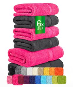 Etérea Carli Frottee Handtücher Set - 100% Baumwolle - Oekotex 500 GSM - Graphit Pink - MADE IN GREEN