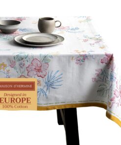 Maison d'Hermine waschbare quadratische Ostertischdecke Paradise Island - Frühling/Sommer (160cm x 220cm) OEKO-TEX STAND