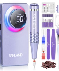 Saviland Elektrische Nagelfräser mit LCD-Display für Professionelle Maniküre und Pediküre - 50000 U/min, 12 in 1 Set, Au