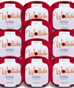 Wollidu Kira 100% Baumwolle - Dunkelrot Strickgarn & Häkelgarn OEKO-TEX | Wollidu Kira 100% Baumwolle - 10 x 50g Set fü