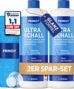 PRINOX Ultraschallreiniger Konzentrat - Extrem energiegeladen für 700 Bäder je Flasche - Brille, Schmuck, Gebiss & Klein