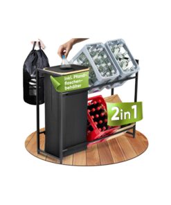 2in1 Getränkekistenregal Metall – Leergut Organizer für Haushalt & Küche – herausnehmbare Tasche mit Kordelzug inkl. Pfa