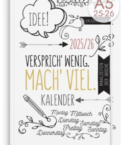 Burde Doodle A5 Kalender 2025–2026 – Stilvoller Hardcover-Wochenkalender und Terminkalender, farbenfrohes Design, ideal