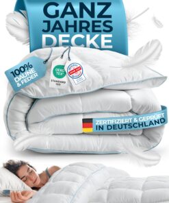 Glückstoff® Zertifizierte Feder- und Daunendecke 135x200cm - Sommer & Winterdecke - OEKO-TEX Standard 100
